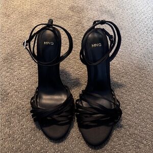 Mango Elegant Black Strappy Heels